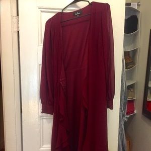 LULU’S size S Burgundy Wrap Dress